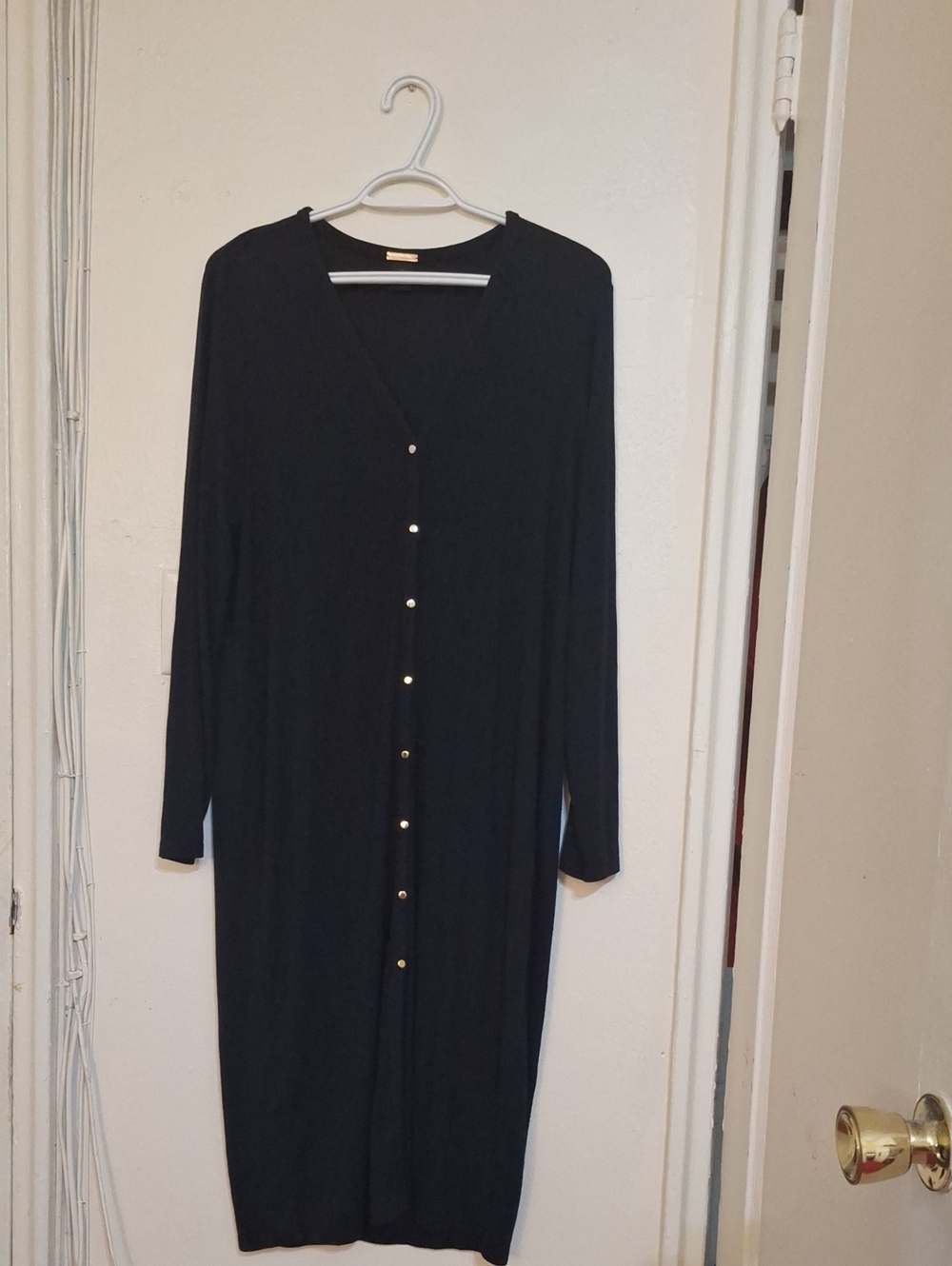 Magaschoni Black Long-Sleeve Button-Front Dress